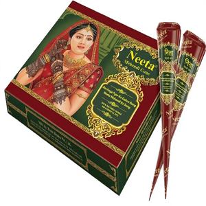 Kit de Henné Naturel Professionnel Neeta 12 Cônes pour Mariage et Cérémonie, 20g, Boîte en Plastique, Tatouage Temporaire pour le Corps, Indispensable pour les Mariages - Product Image 3