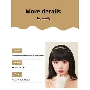 Bandeau pour femme avec <span class=keywords><strong>frange</strong></span> intégrée, postiche naturel pour couvrir les <span class=keywords><strong>cheveux</strong></span> blancs et ajouter du volume au dessus de la tête - Product Image 4