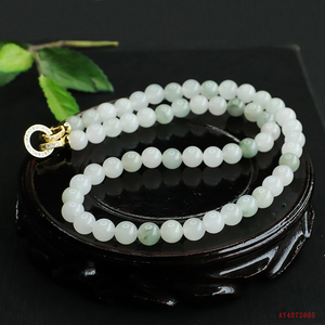 Collier de perles en <span class=keywords><strong>jade</strong></span> véritable pour femmes, collier de perles en <span class=keywords><strong>jade</strong></span> naturel du Tianshan, bijoux, chaîne et collier à maillons en jadéite de Birmanie - Product Image 5