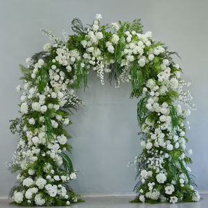 J144 Arco Floreale Artificiale con Rose Bianche, Rosse e Viola per Matrimoni, Decorazione Floreale da Giardino e Foresta Tropicale - Product Image 5