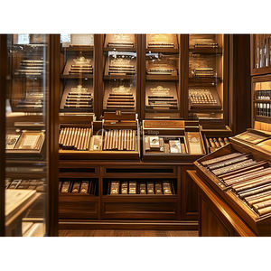 Gabinete de exhibición de tabaco con iluminación de madera maciza personalizada de cedro de <span class=keywords><strong>España</strong></span>, muebles de tienda de cigarros de humo, exhibición de tienda de cigarros de lujo - Product Image 4
