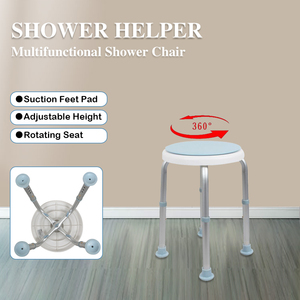 <span class=keywords><strong>Silla</strong></span> de Baño <span class=keywords><strong>para</strong></span> Adultos con Rotación de 360 Grados, Taburete de Baño de Acero y Aluminio con Tapete Giratorio - Product Image 3