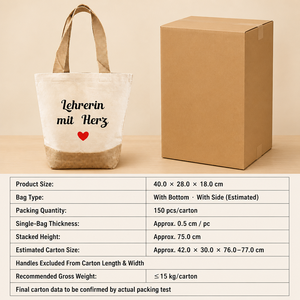 Sac fourre-tout en jute avec motif cœur - Idée cadeau pour professeur, cadeau de remerciement pour la fin de l'année et Noël, fermeture à tirette - Product Image 6