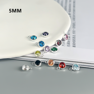 Antik zirkon batu kelahiran lucu pesona untuk perhiasan gelang membuat 925 perak murni liontin Bezel Temuan