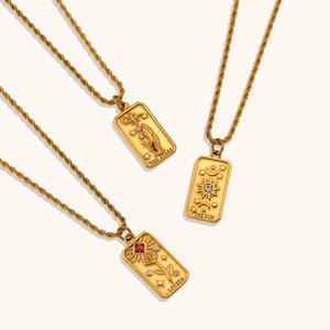 博艺批发热卖塔罗牌18k镀金防水不锈钢项链 - Product Image 2