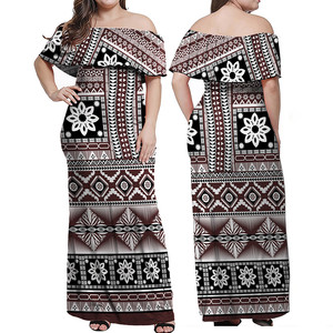 Vestido Maxi <span class=keywords><strong>Sexy</strong></span> <span class=keywords><strong>Masi</strong></span> Tapa de Fiji, Vestido Largo con Hombros Descubiertos, Vestido Vintage de Talla Grande para Mujer, Impresión Bajo Demanda - Product Image 1