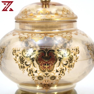Vaso di caramella di lusso del contenitore di alimento dell'oro galvanico del piedistallo del metallo <span class=keywords><strong>con</strong></span> il <span class=keywords><strong>coperchio</strong></span> per il commercio all'ingrosso di nozze - Product Image 5