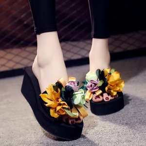 Sandales <span class=keywords><strong>compensées</strong></span> d'été pour femmes, style européen et américain, à semelle épaisse, grandes tailles, à enfiler, tendance - Product Image 1
