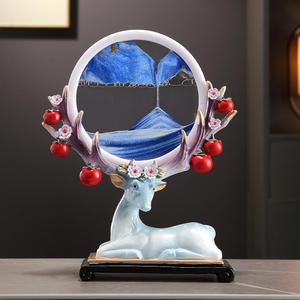 รูปปั้นกวางเอลค์ทรายไหลสุดสร้างสรรค์เรซิ่นเรซิ่นศิลปะพื้นบ้านสำหรับห้องนั่งเล่นตู้วางทีวีสำนักงานเฟอร์นิเจอร์บ้านใหม่ - Product Image 4