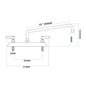 Grifo de Cocina Moderno de 10 Pulgadas con Caño Giratorio, Válvula de Latón, Cuerpo de Latón Sólido, Acabado Cromado, Giratorio, para Hoteles y Cocinas - Product Image 2
