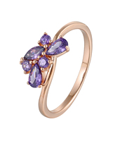 Bague ZG Dainty avec grappe de zircons cubiques taille poire, bouquet floral étincelant, en laiton plaqué or rose, bijoux pour femme
