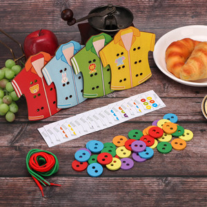 Fabricante venta directa de los niños educativos de madera niño coser botones enseñanza temprana juguetes al por mayor creativa - Product Image 5