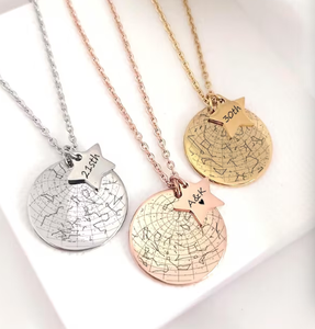 Collar con Mapa de Estrellas Personalizado de Acero Inoxidable 316L, el Día en que Nos Conocimos, Joyería Personalizada del Cielo Nocturno - Product Image 2