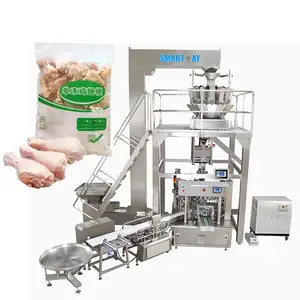 Automatic rotary meat ball weighing filling packing machine frozen broiler wing chicken leg packing machine with PE pillow bag