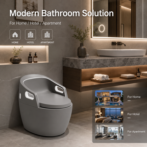 WC intelligent personnalisable avec télécommande, bidet intégré, coloris au choix, en céramique, à poser au sol, pour maison, hôtel, appartement - Product Image 4