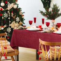 Nappe de Noël rectangulaire en faux lin et polyester 90x132 pouces personnalisée infroissable pour les tables décorées Technique tissée