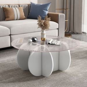 Mesa de Centro Moderna para Sala de Estar, de Vidrio, Color Roble, Forma Triangular, Fácil de Armar, Mesa de Café - Product Image 4