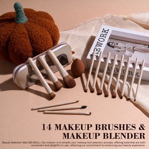 ชุดแปรงแต่งหน้า BS-MALL 14 ชิ้น พร้อมโลโก้สั่งทำ ขนาดเล็ก แปรงแต่งหน้าระดับมืออาชีพ ฟองน้ำรองพื้น พร้อมกระเป๋า - Product Image 5