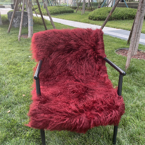 Cojín de Piel de Oveja Sintética Tibetana de Lana Rizada Larga Eco-tan, Piel de Cordero Mongol - Product Image 6