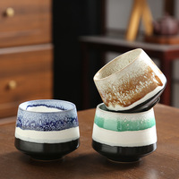 Tasses à café en céramique rustique rétro, fabriquées au four, en porcelaine émaillée, pour latte art, thé de l'après-midi, mugs à café pour restaurant