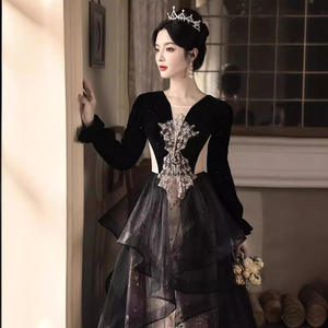 Özelleştirilmiş artı boyutu kadınlar Vestidos De Fiesta allık uzun kollu balo kıyafetleri dantelli Mermaid boncuk düğün konuk elbise - Product Image 3