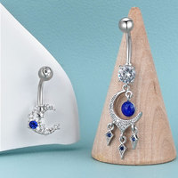 Acier chirurgical incurvé barre de banane bohème nombril anneaux CZ nombril anneau attrape-rêves plumes balancent ventre Piercing bijoux