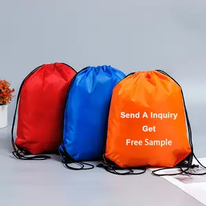 Large Nylon Drawstring Backpack Bag Long Pull Shoe Tote String Bag Waterproof Custom Polyester Drawstring Bag