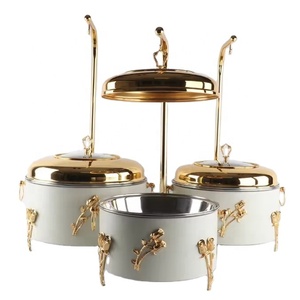 Sang trọng Arabic thép không gỉ nhiên liệu-powered thực phẩm ấm hơn Rose hình cách điện phích chafing món ăn soong Set 8L cho - Product Image 2