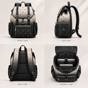 Mochila de Gran Capacidad para Hombre, Diseño Degradado, Cuero PU, Totalmente Grabada, Bolsa de Viaje de Negocios, Lujo, Personalizada, OEM, ODM - Product Image 2