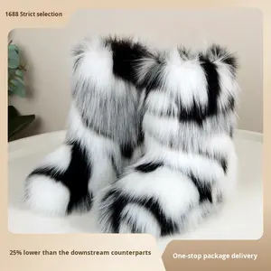 Nuevas Botas <span class=keywords><strong>de</strong></span> Nieve con Peluche, Imitación <span class=keywords><strong>de</strong></span> Piel <span class=keywords><strong>de</strong></span> Mapache y Zorro, Cálidas para Invierno, Gruesas, hasta la Mitad <span class=keywords><strong>de</strong></span> la Pantorrilla - Product Image 5