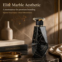 Flacon de parfum en verre marbré noir à étiquette privée, sérigraphie mate personnalisable, 30 ml/50 ml/100 ml, élégant