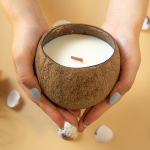 Bougie parfumée en coquille de noix de coco, ronde, parfum naturel, style bohème, cadeau pour anniversaire - Product Image 2