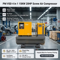 Compresseur d'air à vis Airhorse PM VSD 380V triphasé pour le marché européen 15kW 20HP 10Bar 2,1m³/min CE pour l'industrie générale avec réservoir de 500L