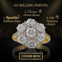 Bague de fiançailles personnalisée en or massif 14 carats en forme de fleur avec diamant de laboratoire certifié IGI – Cadeau classique pour fête, anniversaire, mariage