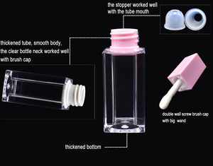 Tube carré transparent en PETG pour brillant à lèvres, 5 ml, vide, avec bouchon applicateur, pour rouge à lèvres liquide et blush - Product Image 5