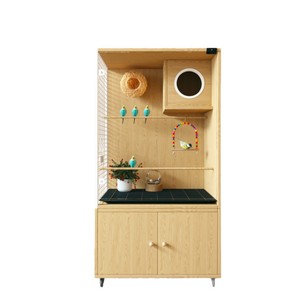 Gabbia per Pappagalli in Legno Massello, Ampio Spazio, Vetro Trasparente, Nido Ecologico per l'Allevamento di Uccelli, Senza Chiusura, Taglia L-Large - Product Image 1