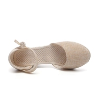 Sandales compensées en espadrille pour femme avec bride à la cheville et semelle en caoutchouc antidérapante
