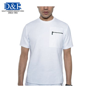 เสื้อยืดคอกลมผ้าฝ้ายป้องกันการยับของผู้ชายเสื้อยืดคอกลมมีกระเป๋าพิเศษทรงโอเวอร์ไซส์ - Product Image 1