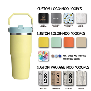 แก้วน้ำเก็บความร้อนสุญญากาศสแตนเลสขนาด 20 ออนซ์ พร้อมฝาปิดแบบมีหูจับและหลอดดูดแบบพับได้ - Product Image 2