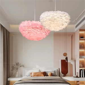 Lampada a Sospensione di Lusso con Piume, Illuminazione da <span class=keywords><strong>Soffitto</strong></span> Creativa e Minimalista per Hotel, Matrimoni e Camere da Letto - Product Image 3