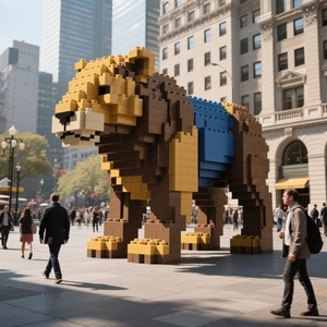 COBLOCKS, instalación de arte al aire libre ABS + UV personalizada, bloques Jumbo De León Animal de gran tamaño, esculturas creativas - Product Image 2