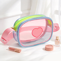 Sac bandoulière esthétique transparent petit format, approuvé TSA pour le stade, en PVC/TPU, avec motif cœur mignon, pour enfants, filles, femmes, idéal comme cadeau
