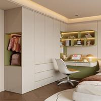 Armoire de bureau moderne minimaliste finition mate, portes coulissantes sans poignée personnalisées de luxe, éclairage LED, revêtement anti-UV pour appartement
