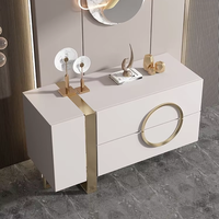 Meuble de rangement moderne italien en acier inoxydable avec panneau en pierre, commode laquée de luxe légère à 3 tiroirs pour salon et maison