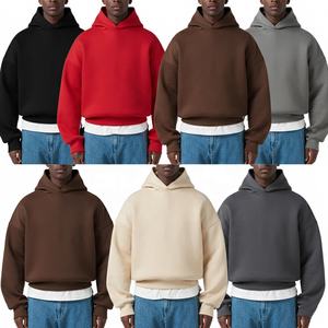 Sweat à capuche en molleton noir pour homme, 500 g/m², haute qualité, sweat à capuche personnalisé avec motif, sweat à capuche ample à épaules tombantes, sweat à capuche court pour homme - Product Image 2