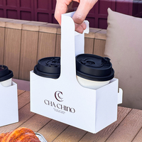 Support de tasses à café jetable en carton blanc écologique et recyclable, plateau portable pour 2/4 tasses
