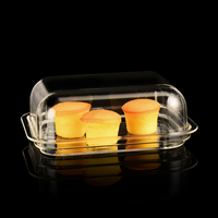 Pot à beurre en acrylique incassable, transparent, de qualité alimentaire, avec couvercle en dôme, sans BPA, résistant à l'humidité, pour la maison, la boulangerie, le restaurant