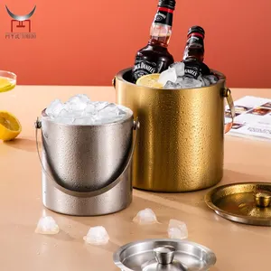 304 נירוסטה מבודד קרח דליים עם מכסה משקאות אמבטיות לשמור קרח קר עבור קוקטייל בר מסיבות chilling יין שמפניה