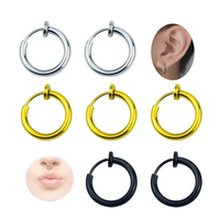 Non Piercing Clip sur Nez Hoop Anneaux Faux Nez Anneaux Hoop Faux Septum Piercing En Acier Inoxydable Corps Piercing Bijoux