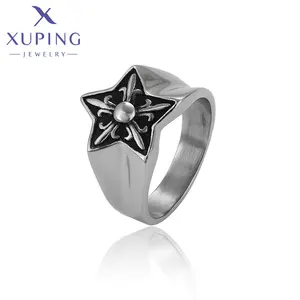 15526 Xuping Sieraden Persoonlijkheidsontwerp Pentagram Roestvrijstalen Ring Unisex Alles Neutrale Sieraden